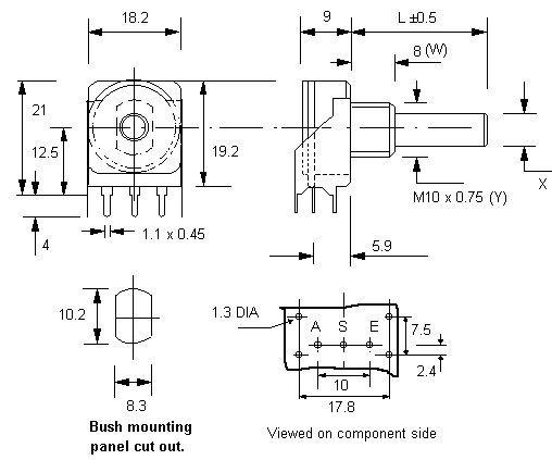 BR16ECO potentiometer dimensions