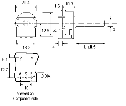 LA20SP potentiometer dimensions