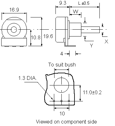 LT16BU potentiometer drawing