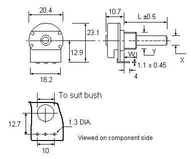 LT20BU potentiometer dimensions