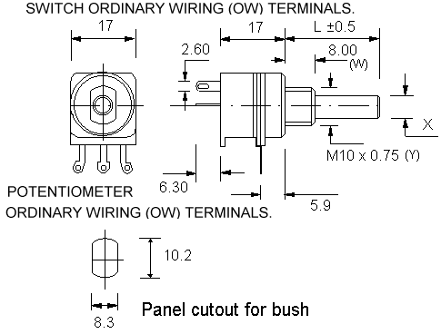 OW16ECO/B4OW1S dimensions