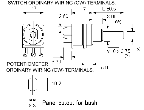 OW16ECO/B1OW2S dimensions
