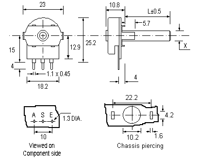 PC20TT potentiometer dimensions