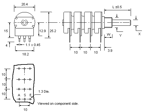 PC4G20BU potentiometer dimensions