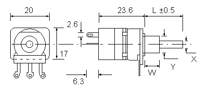 OW16BU/B4OW1S dimensions