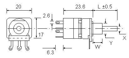 OW16BU/B4OW2S dimensions