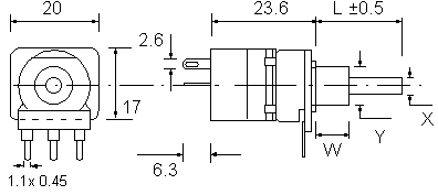 P16 Rotary Switch Dimensions