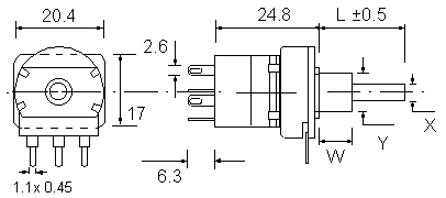 P20 Rotary Switch Dimensions